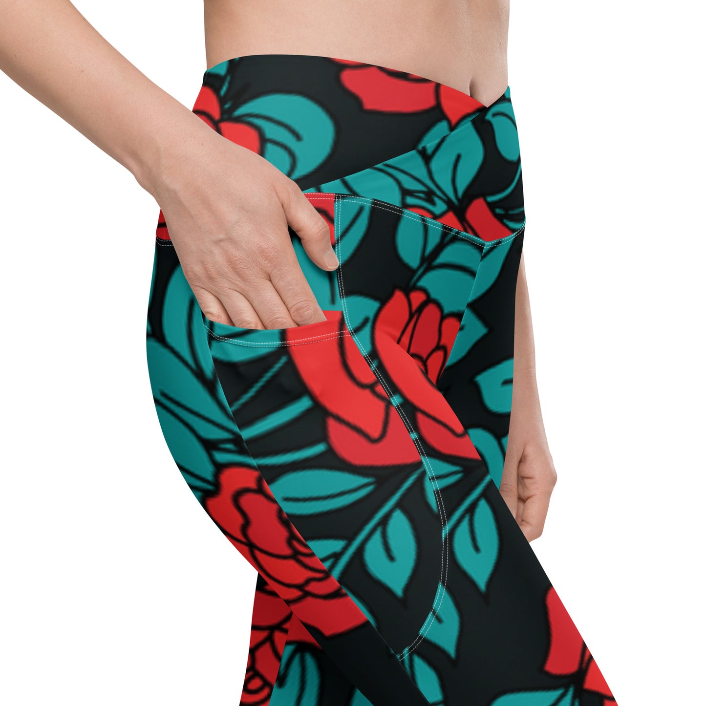 Crossover leggings with pockets