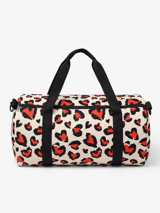 Red leopard small duffel - studio