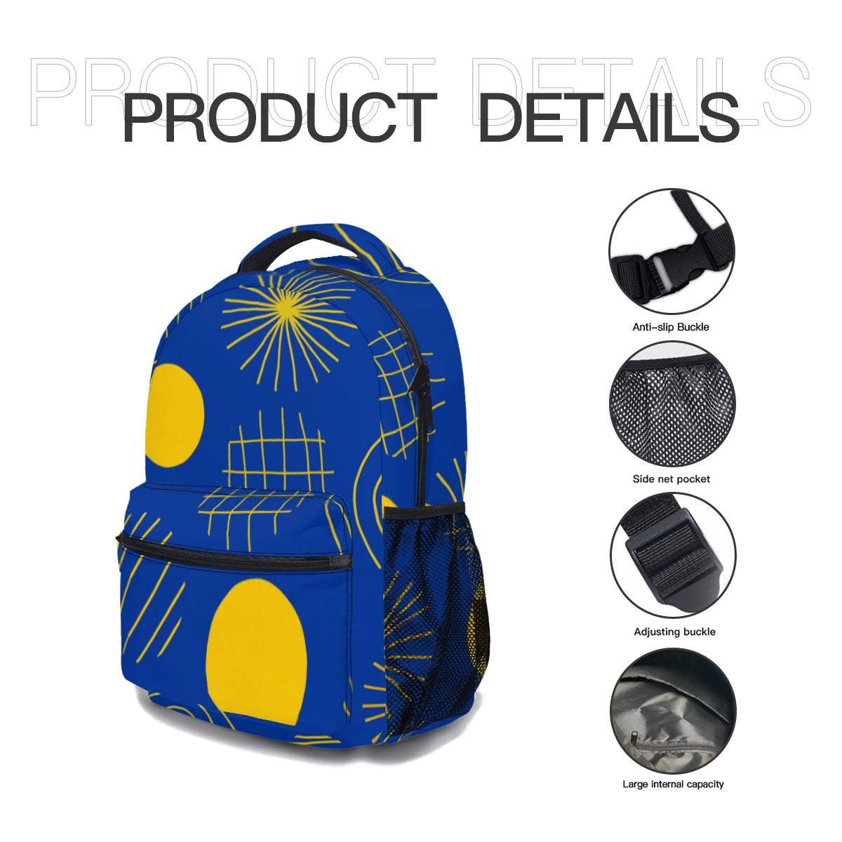 Blue and yellow backpack