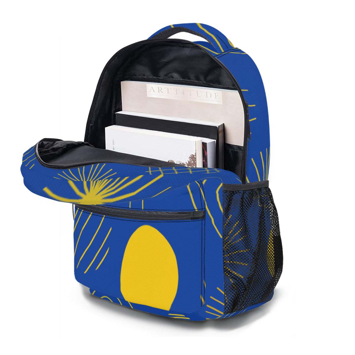 Blue and yellow backpack